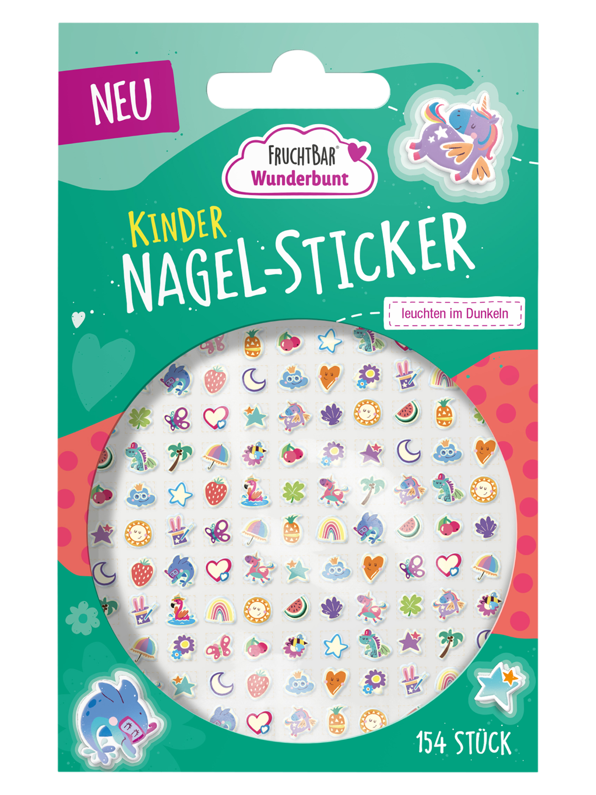 FruchtBar Wunderbunt_Kinder Nagelsticker_Wunderbunt Welt_Vorderseite Nagelsticker 'Deine Wunderbunt-Welt'
