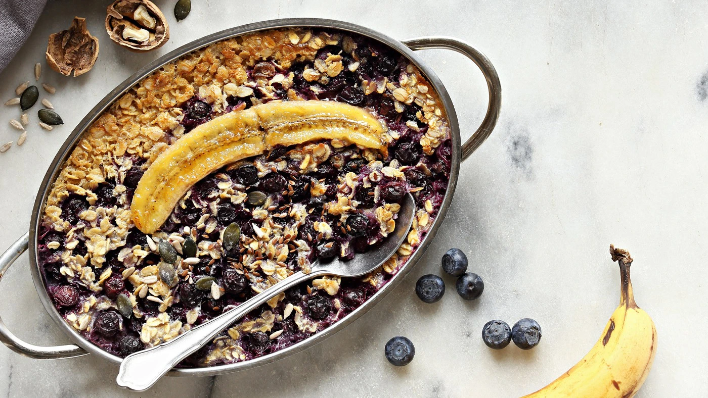 Blaubeer Crumble mit Banane