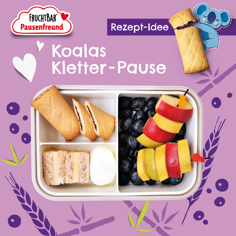 Pausendose mit Pausenfreund Fruchttasche, Obst und Sandwiches