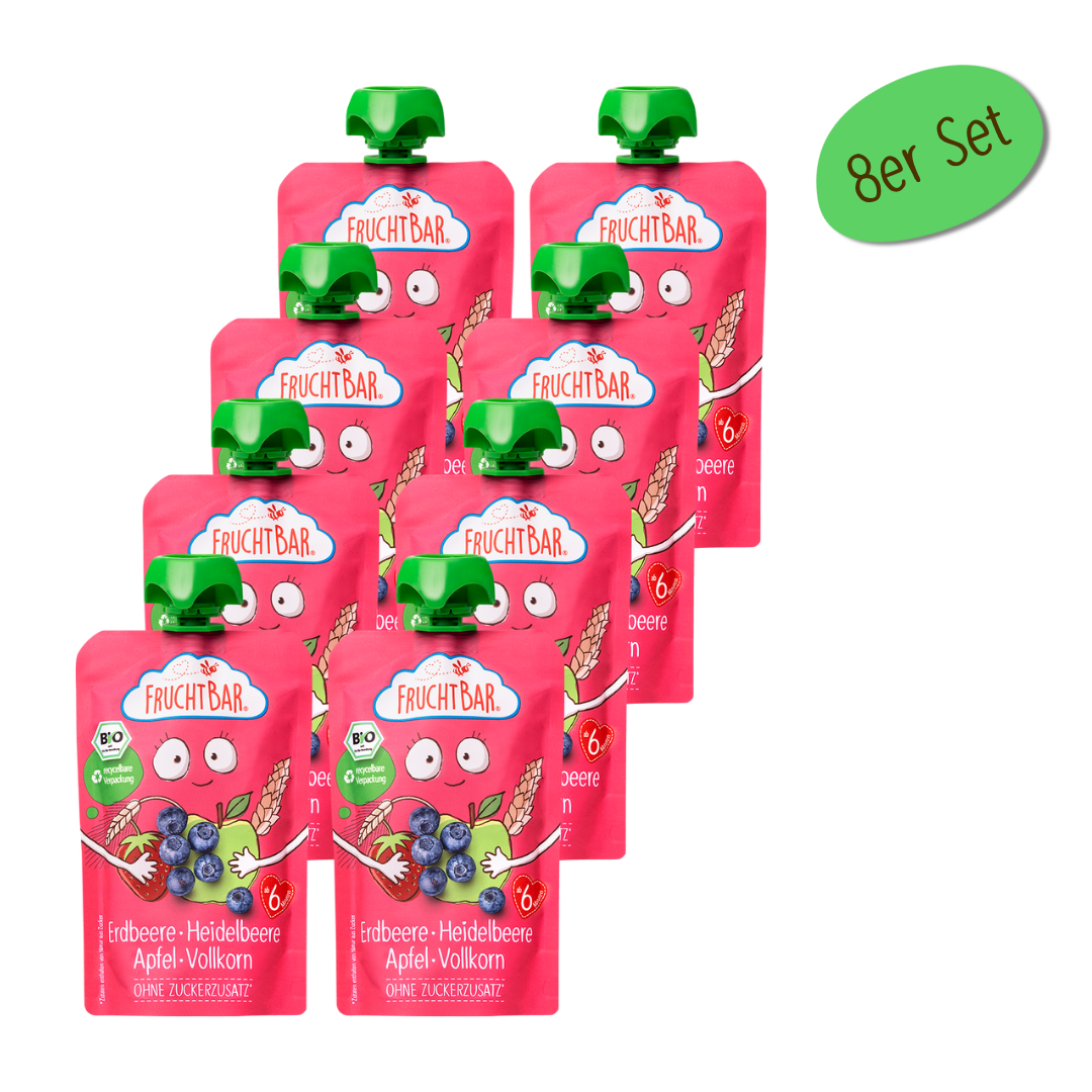 Bio Quetschie Erdbeere, Heidelbeere, Apfel, Vollkorn Bio Quetschie Erdbeere, Heidelbeere, Apfel, Vollkorn