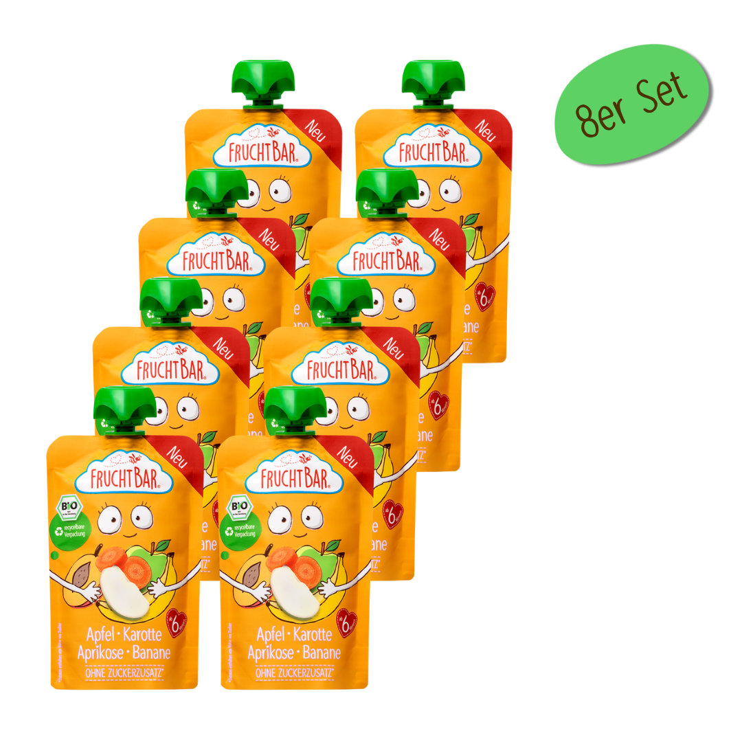 Bio Quetschie Apfel, Karotte, Aprikose, Banane Bio Quetschie Apfel, Karotte, Aprikose, Banane