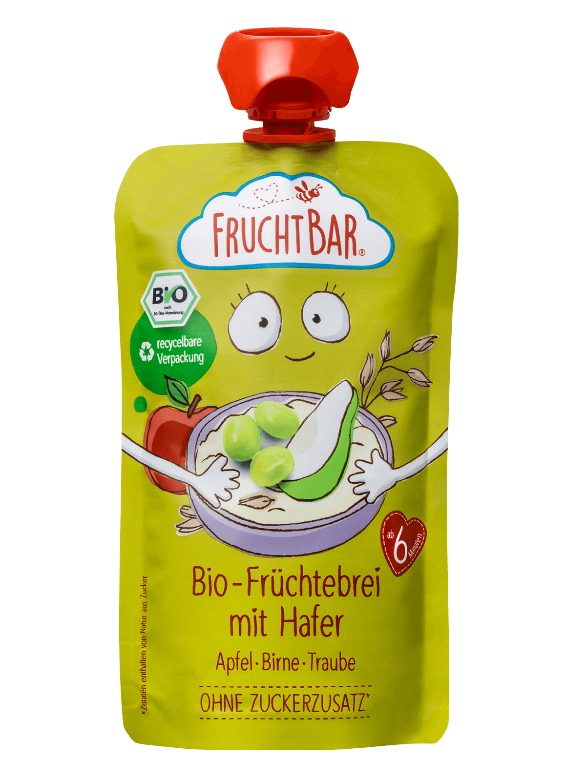 Bio Quetschie Früchte-Haferbrei Apfel, Birne, Traube, 120g