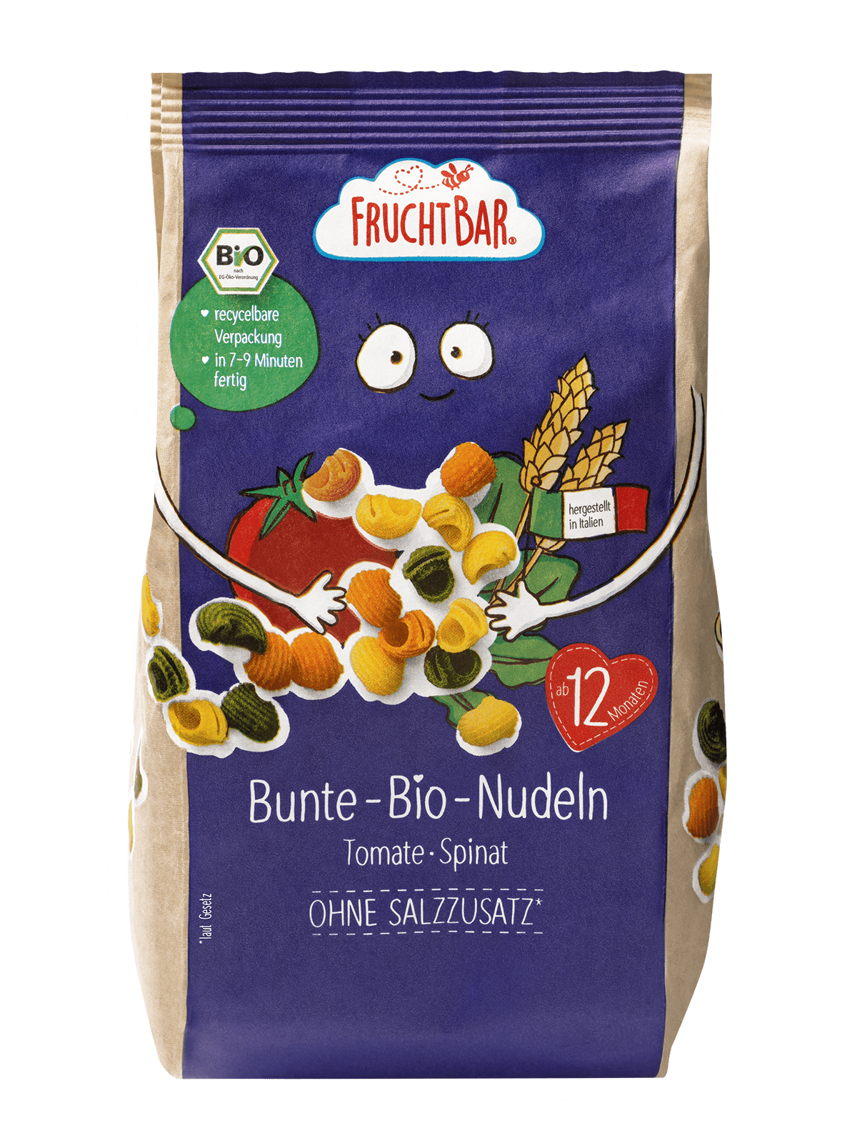 Bunte Bio Nudeln Tomate, Spinat Bunte Bio Nudeln Tomate, Spinat