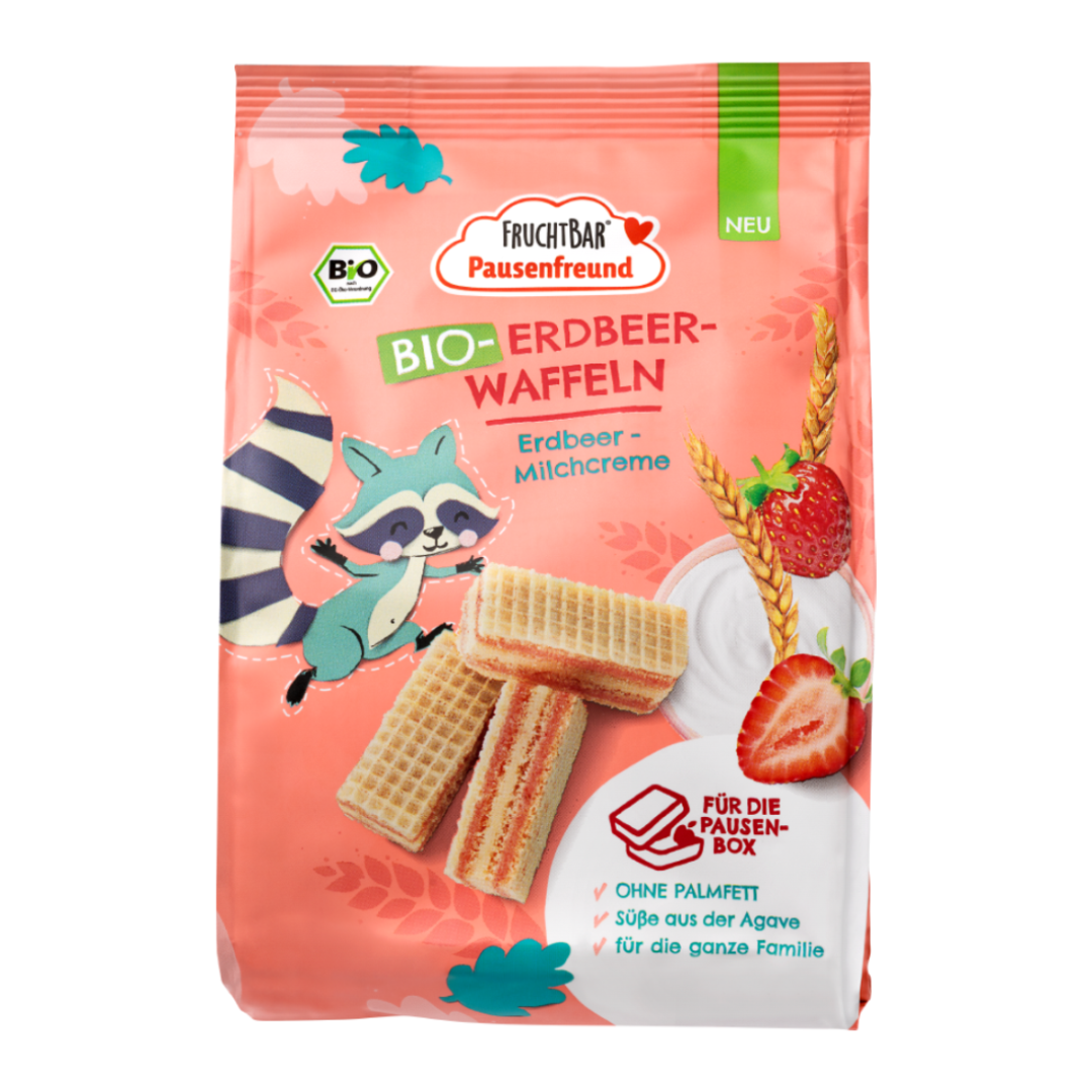 Bio Erdbeer-Waffeln Vorderseite Bio Erdbeer Waffeln