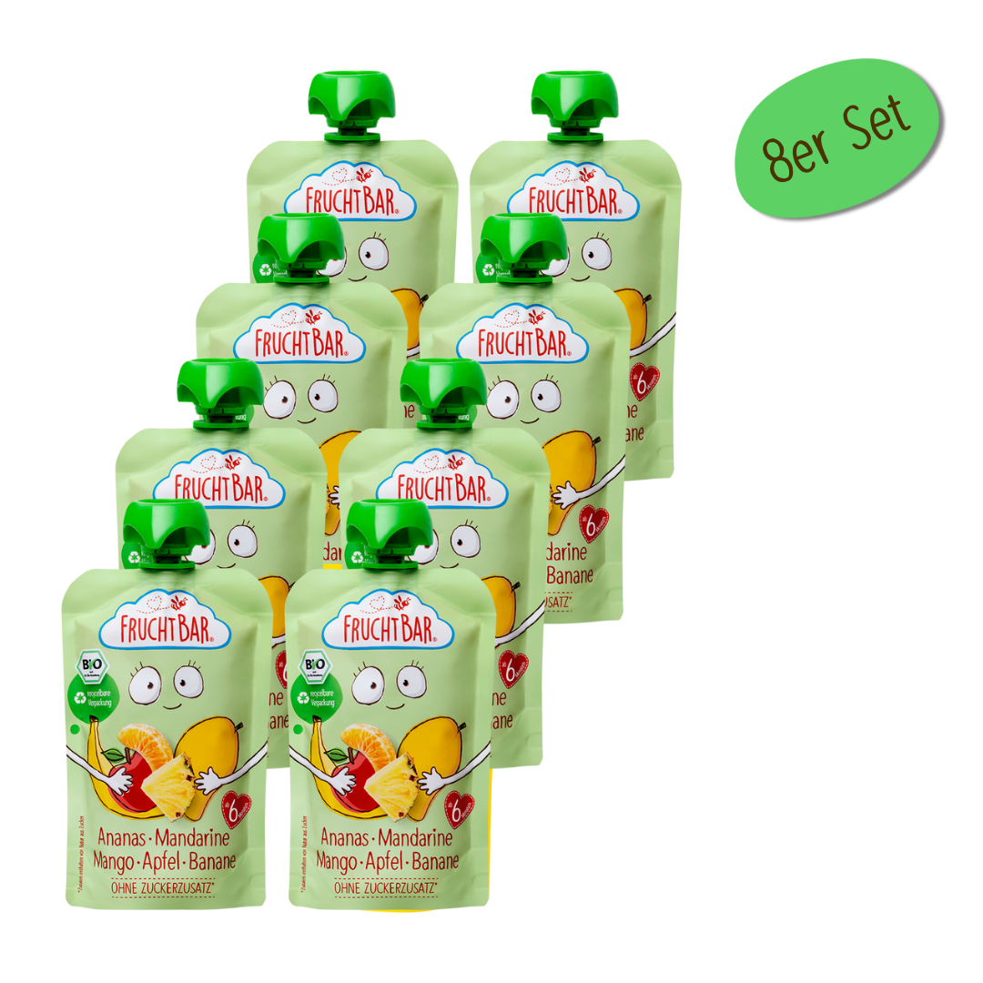 Bio Quetschie Ananas, Mandarine, Mango, Apfel, Banane Bio Quetschie Ananas, Mandarine, Mango, Apfel, Banane
