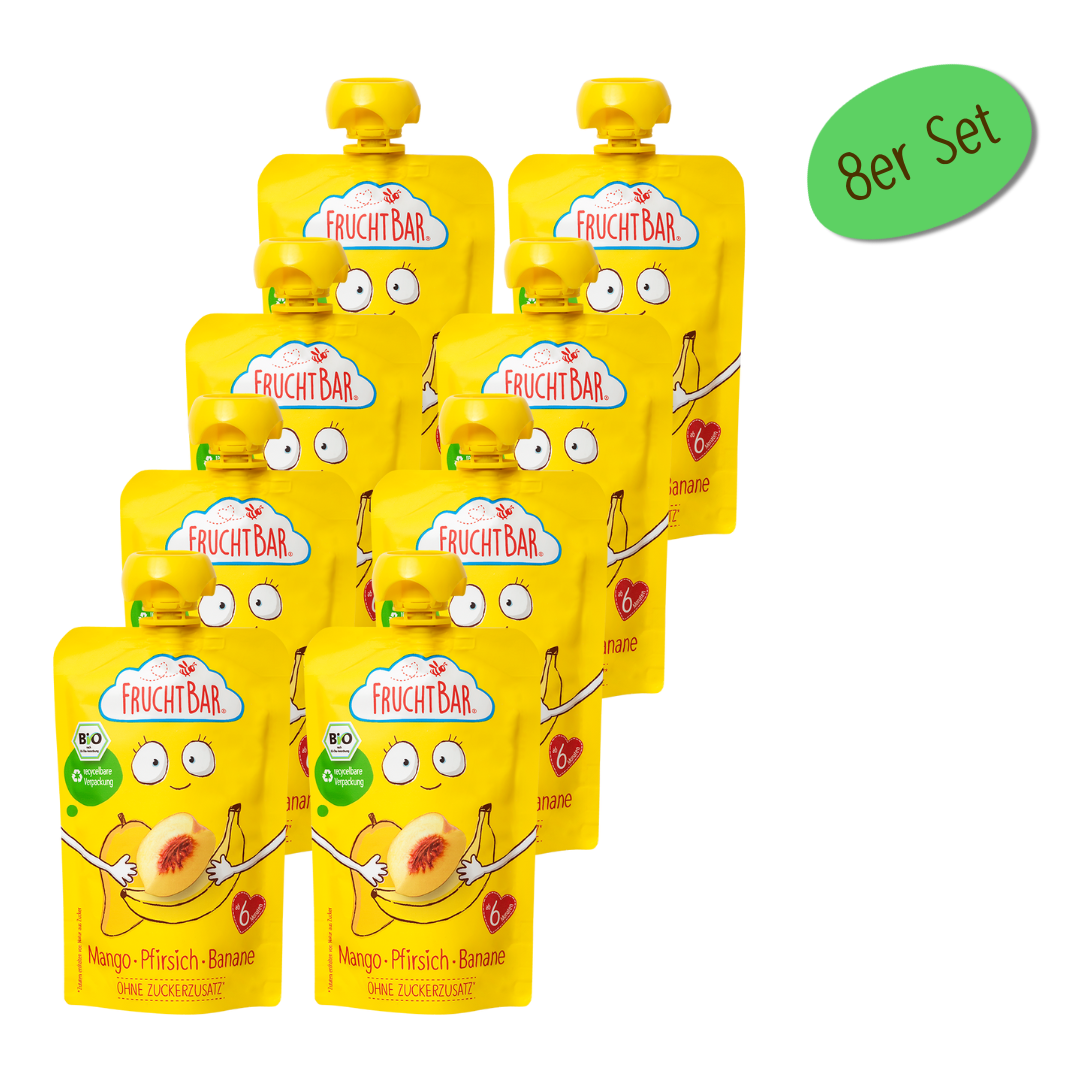 Bio Quetschie Mango, Pfirsich, Banane Bio Quetschie Mango, Pfirsich, Banane