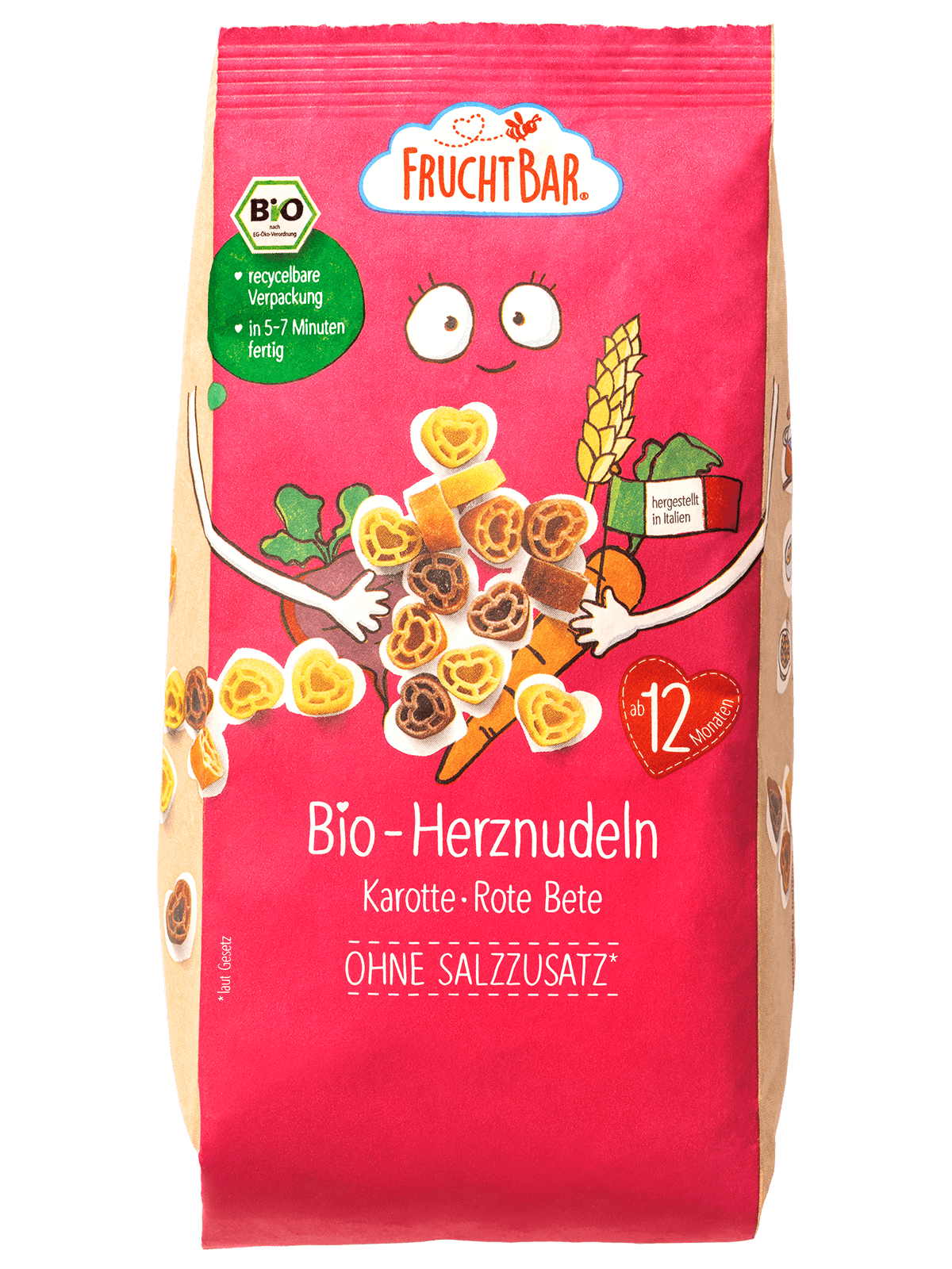 Bio Herznudeln Karotte, rote Bete Bio Herznudeln Karotte, rote Bete