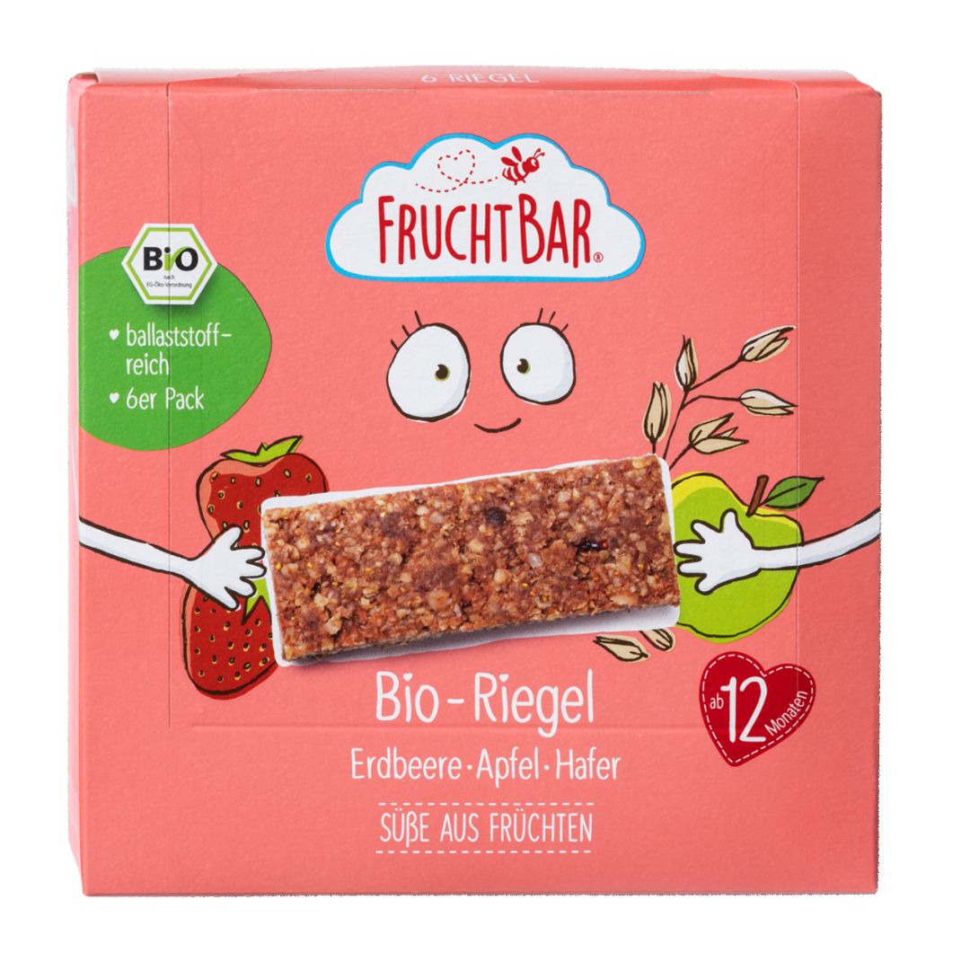 Bio Riegel Erdbeere, Apfel, Hafer Bio Riegel Erdbeere, Apfel, Hafer