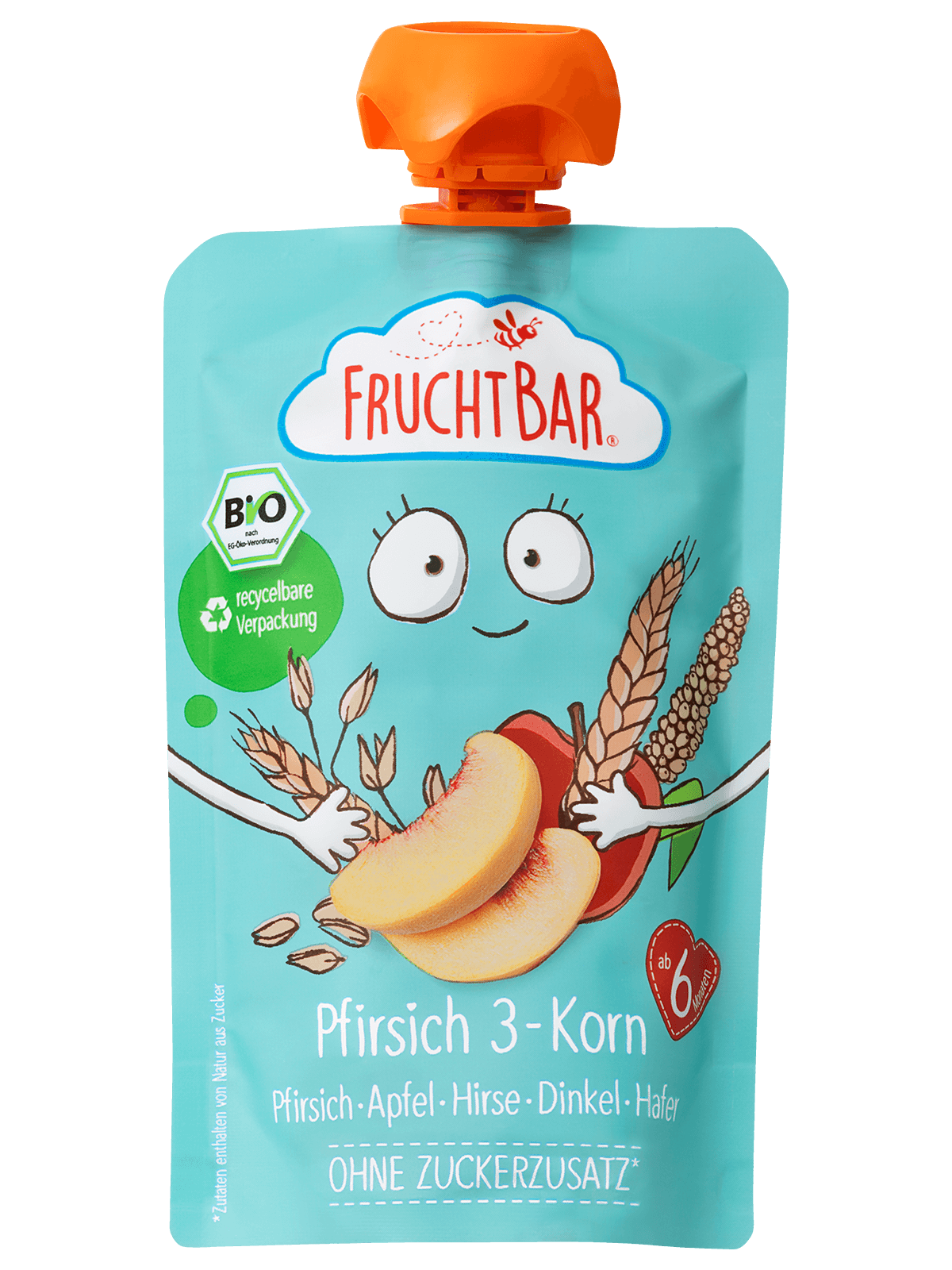 Bio Quetschie Pfirsich 3-Korn